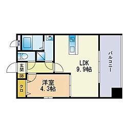 BUENAVISTAOHORIPARK 1LDKの間取図画像