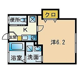 サフィール舞鶴 1Kの間取図画像