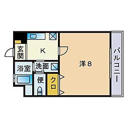 ヒルズ大濠館2 1Kの間取図画像