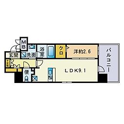 グランフォーレプライム六本松 1LDKの間取図画像
