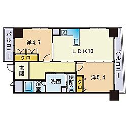 セレソン大濠 2LDKの間取図画像