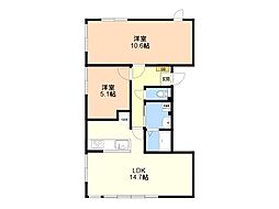 アレイ唐人町 2LDKの間取図画像