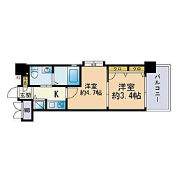 F.PARC西新 2Kの間取図画像