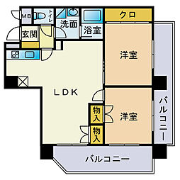 ダイナコート大濠公園 2LDKの間取図画像