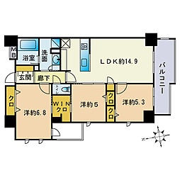 イノバス大濠公園 3LDKの間取図画像