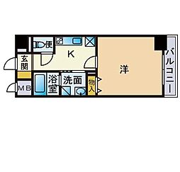 グランディール大濠 1Kの間取図画像