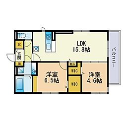 D-roomパル 2LDKの間取図画像