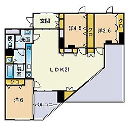 マレッタ唐人 3LDKの間取図画像