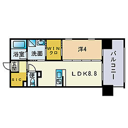 アンジュ大濠 1LDKの間取図画像