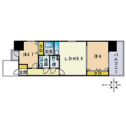 ラディウー大濠北 2LDKの間取図画像