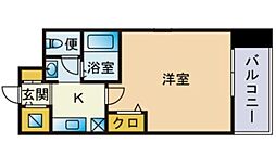 アンピール唐人町 1Kの間取図画像