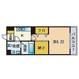 グランドヴィレッジ西公園 1SKの間取図画像