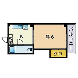 クレール桜坂 1Kの間取図画像