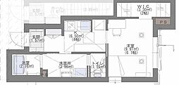 シャーメゾンリバーサイド草香江 1Kの間取図画像