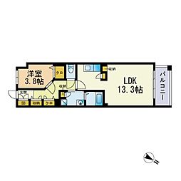 ディー・ウイングタワー 1LDKの間取図画像