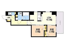 MODERN PALAZZO博多Bay 2LDKの間取図画像