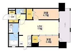 アクタス博多パークシティ 2LDKの間取図画像