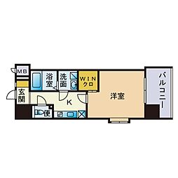 エンクレスト天神メルス2 1Kの間取図画像