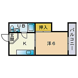 フレックス桜坂ヒルズ 1Kの間取図画像