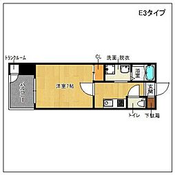 サヴォイ天神スクワイヤー 1Kの間取図画像