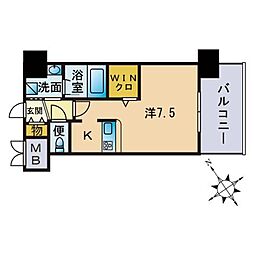 エンクレスト天神ステージ ワンルームの間取図画像