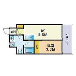 ルネッサンス21博多 1DKの間取図画像