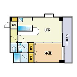 ルピエ舞鶴 1LDKの間取図画像