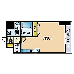 アーバンフラッツ天神東1 ワンルームの間取図画像