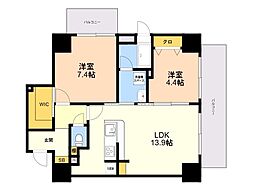 パティオ大手門 2LDKの間取図画像