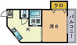 赤坂コーポ 1DKの間取図画像