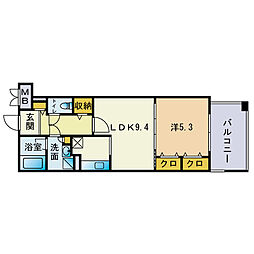 ディー・ウイングタワー 1LDKの間取図画像