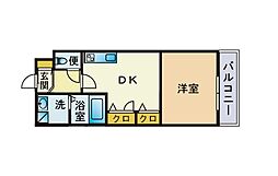 アクタス天神3 1DKの間取図画像