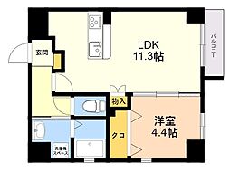 LIBTH天神東 1LDKの間取図画像