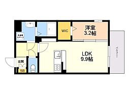 LIBTH天神東 1LDKの間取図画像