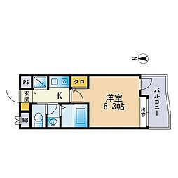 トラントサンク大手門 1Kの間取図画像