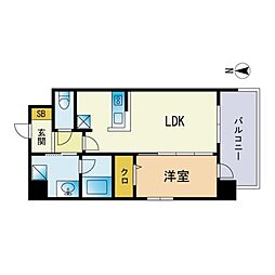 マジェスティ赤坂 1LDKの間取図画像
