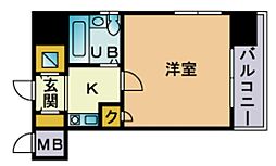 ダイナコート大博通り 1Kの間取図画像