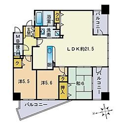 ロワールガーデン西公園東2 3LDKの間取図画像