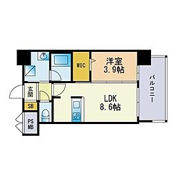 エンクレスト天神サイド 1LDKの間取図画像