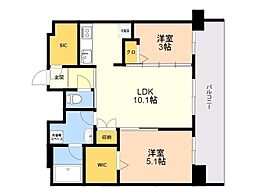 エンクレスト天神LINK 2LDKの間取図画像