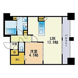 エンクレスト呉服町 1LDKの間取図画像