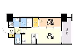 エンクレスト天神LINK 1DKの間取図画像
