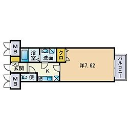 レスプリメゾンデリス 1Kの間取図画像