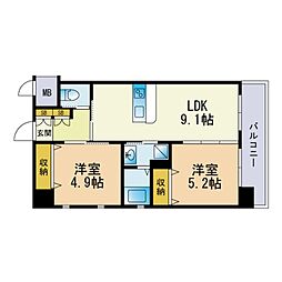 ラファセアリービオ博多 2LDKの間取図画像