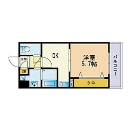 リファレンスベイサイド 1DKの間取図画像