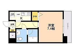 ピュアドームグレース博多 1Kの間取図画像
