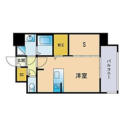 エンクレスト天神LARK ワンルームの間取図画像