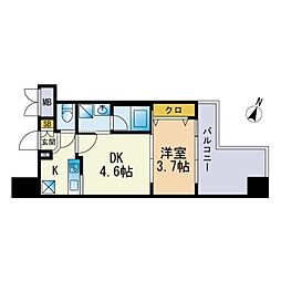 アクタス天神セントラルタワー 2Kの間取図画像