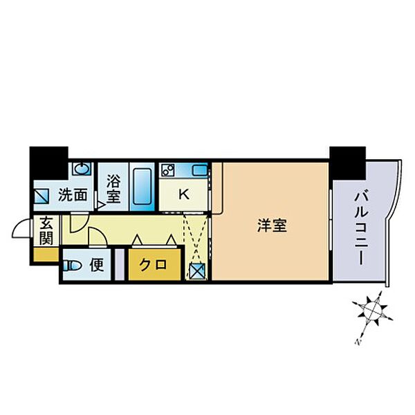 モントーレ天神セントラルスクエア 1408｜福岡県福岡市中央区渡辺通５丁目(賃貸マンション1K・14階・24.68㎡)の写真 その2