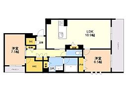 ワイエア平尾浄水 2LDKの間取図画像